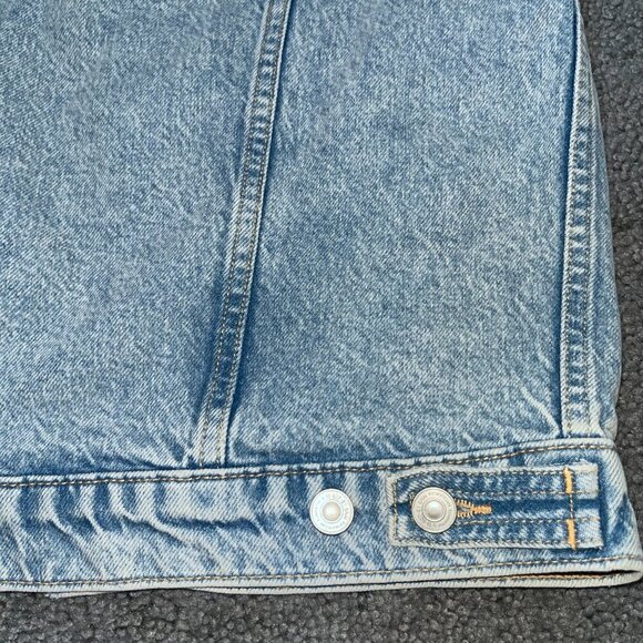 ALLSAINTS ALVA OVERSIZED BLUE DENIM VEST FRONT BUTTONS & LOGO BACK RING EUC  XS - Picture 11 of 13